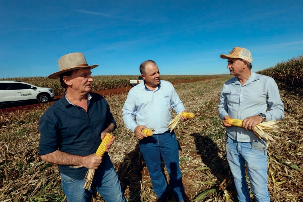Airton com o irmão Pedro e o engenheiro agrônomo Marcelo Fanhani